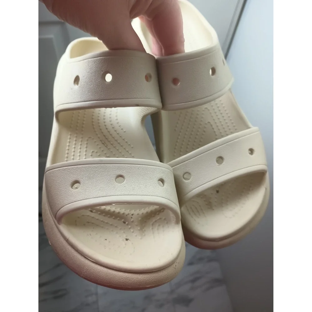 Crocs Classic Crush Sandal Bone White Platform Two Strap Slide Womens 10 Mens 8